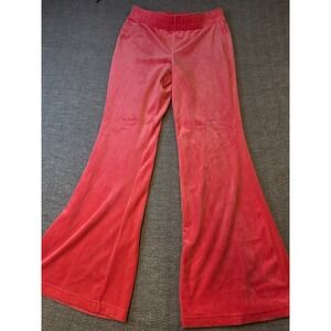 Avia Lounge Pants Women's Medium Coral Pink Velour Flare Leg Elastic Waisted